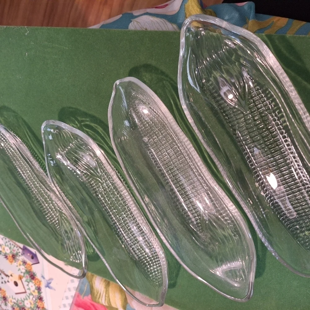 Vintage Clear Set 4 Corn on Cob